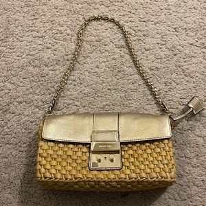 Michael Kors Woven Shoulder Bag with Chain Strap